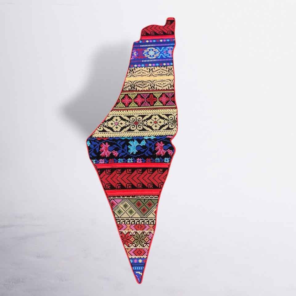 Embroidered Palestine map