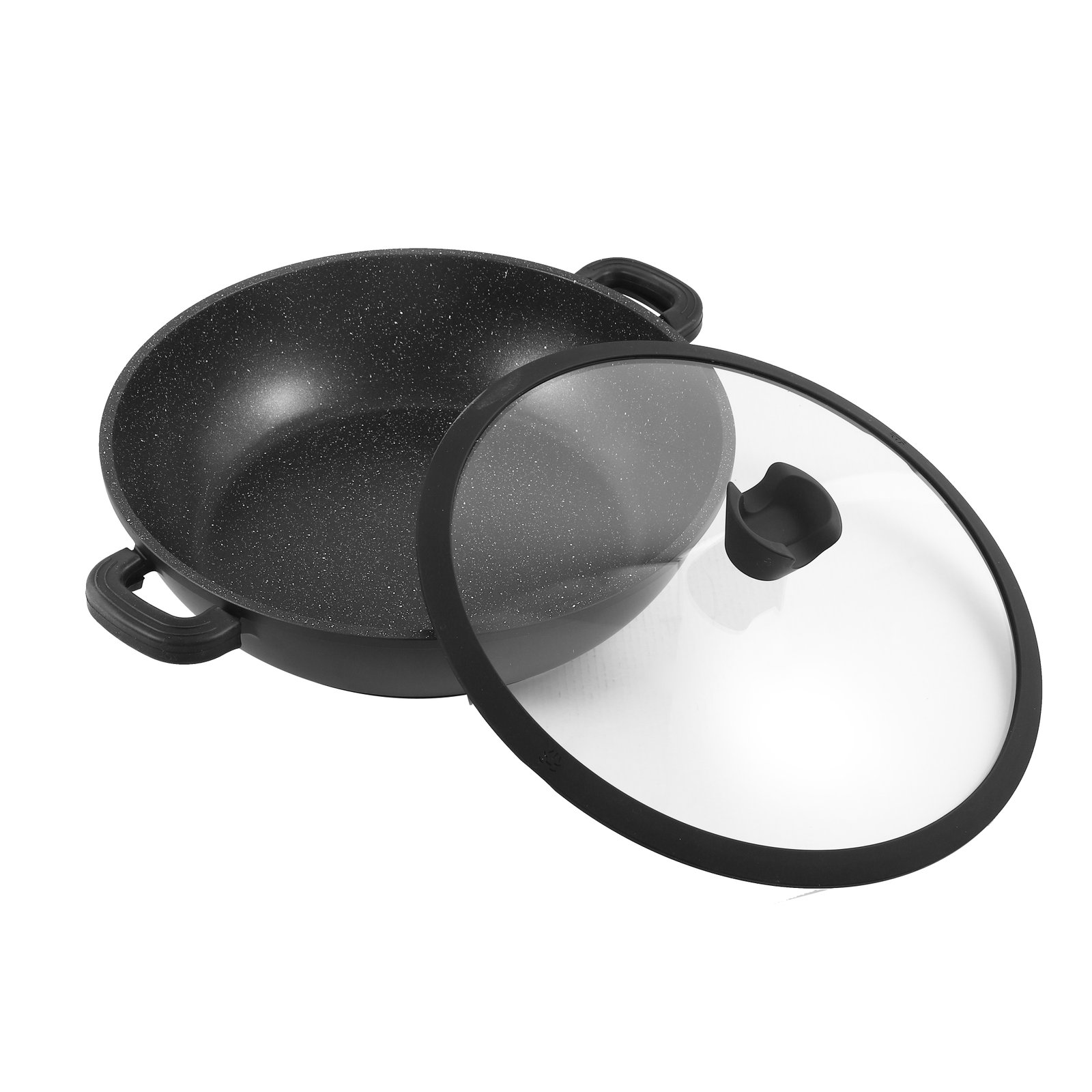 Granite Low Casserole Black  32 cm