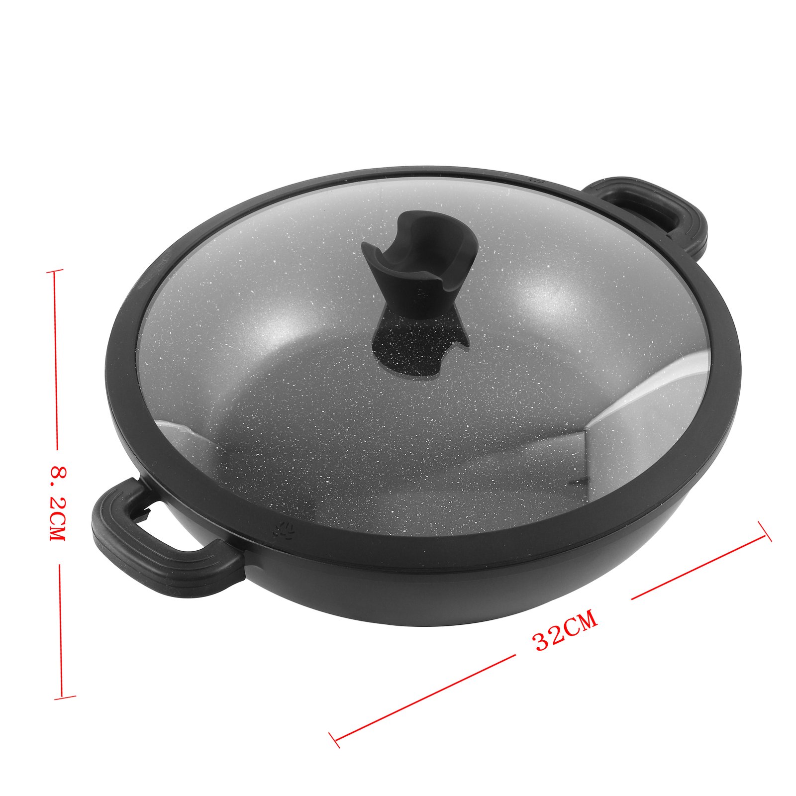 Granite Low Casserole Black  32 cm