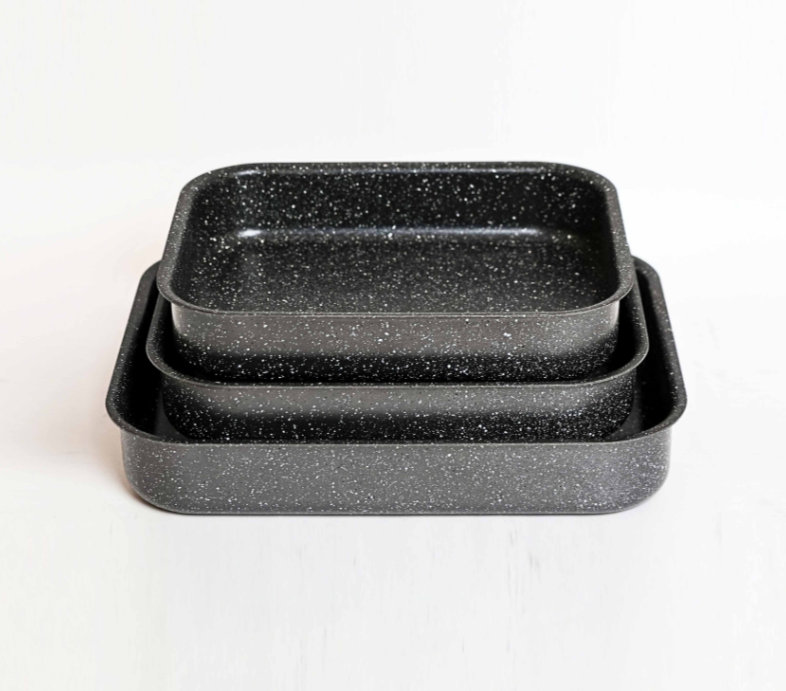 Rectangular Granite Oven Tray Set Grey